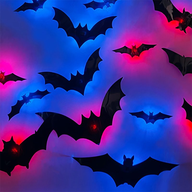 할로윈 3D 박쥐 벽 스티커 발광 빛나는 깜빡이는 박쥐 - Cosplay Bat Prop 리뷰 및 가격